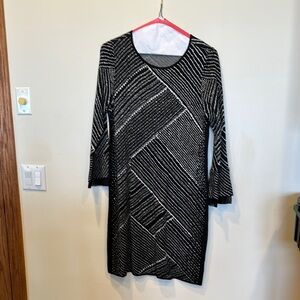 Nic & Zoe Elegant Black and White Striped Dress- never worn